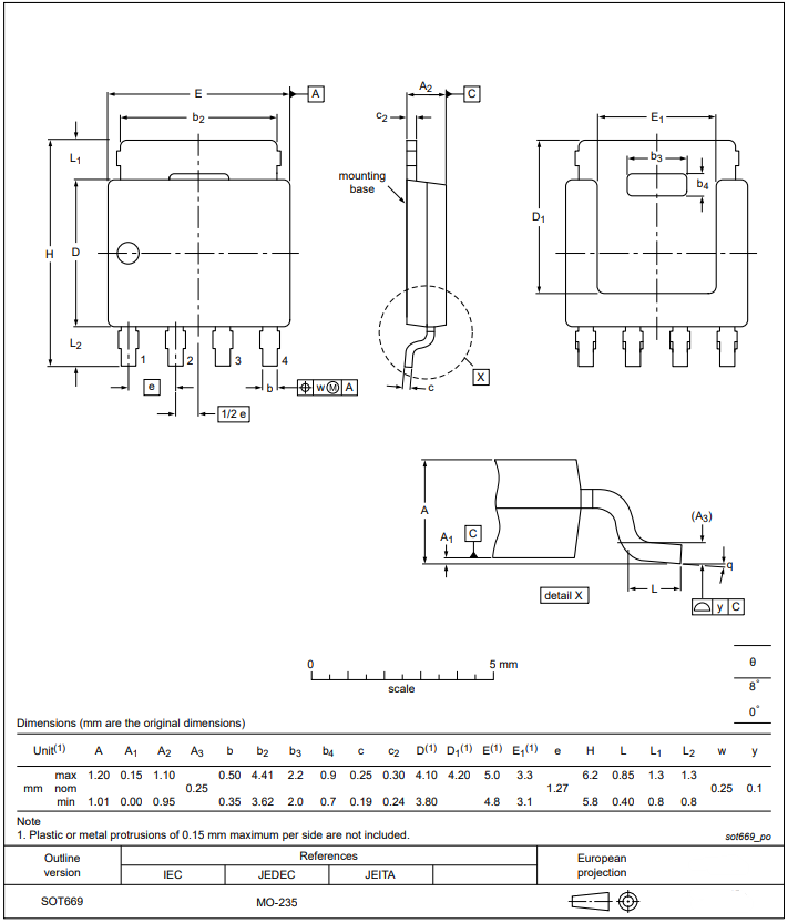 Mechanical Drawing - Nexperia BUK7Y1R0-40N & BUK7Y3R1-80M N-Channel MOSFETs